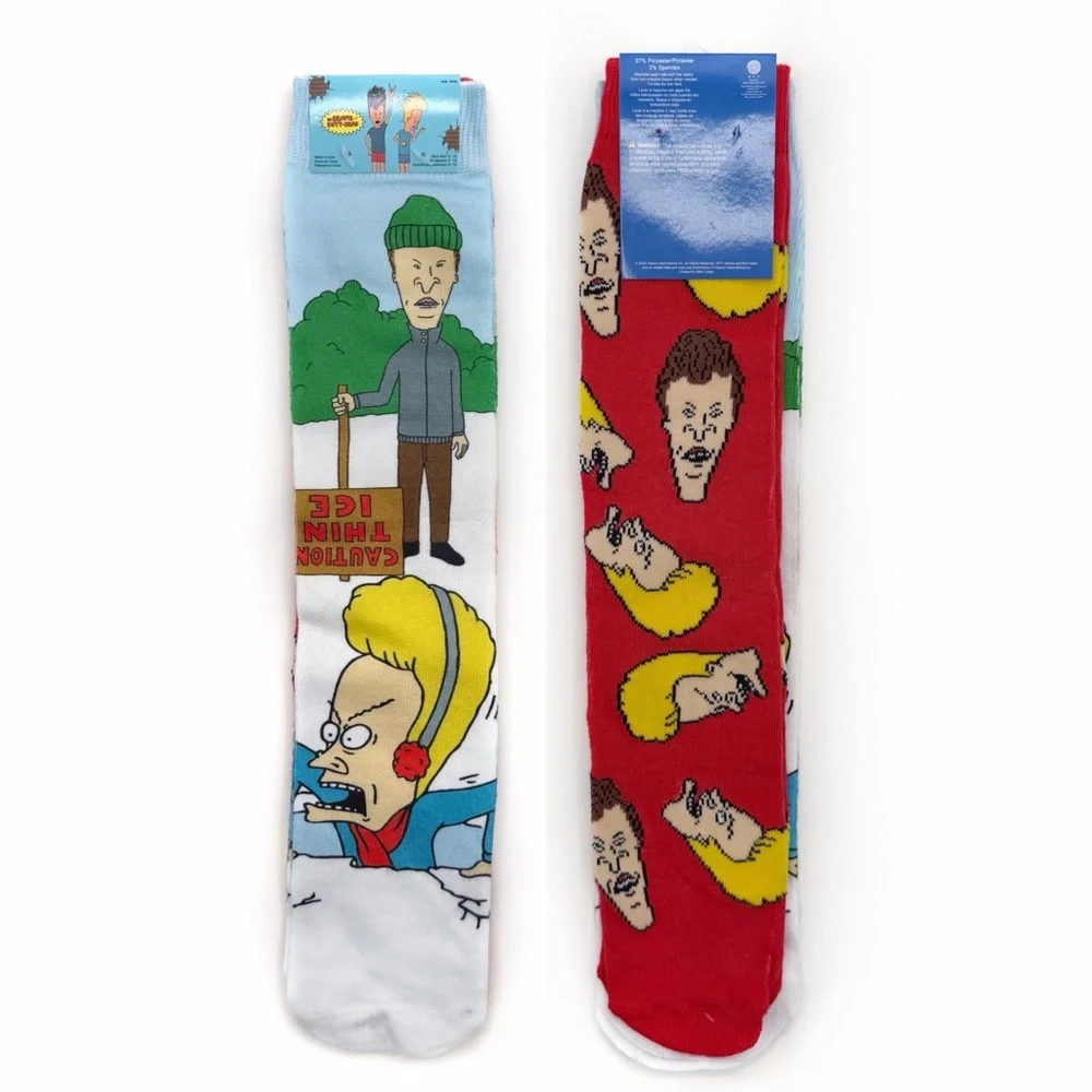 Beavis and Butt-Head Butthead Crew Socks Mens Womens MTV 90s Fun Gift NWT New